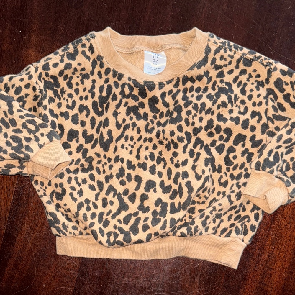 GAP Kids Leopard Print Sweatshirt - Tan & Black